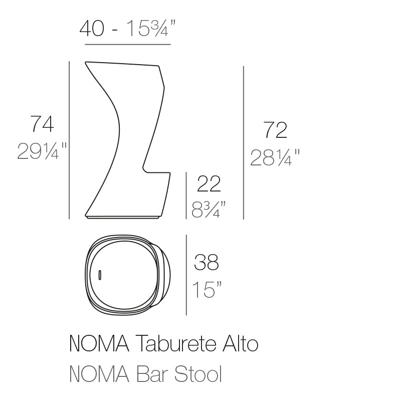 Noma bar stool by Vondom, sustainable modern stool by Javier Mariscal for stylish indoor and outdoor bars. Stool dimensions 74 cm height 40cm width – Modern Coastal Living.| Stool dimensions