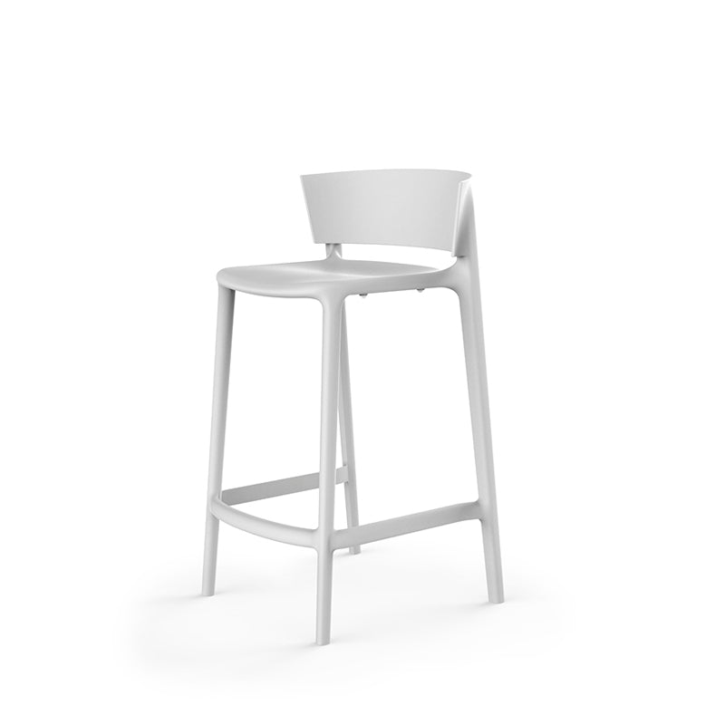 White Africa Eco-Luxury Bar Stool by Eugeni Quitllet for Vondom crafted from recycled ocean plastics at Modern Coastal Living| White