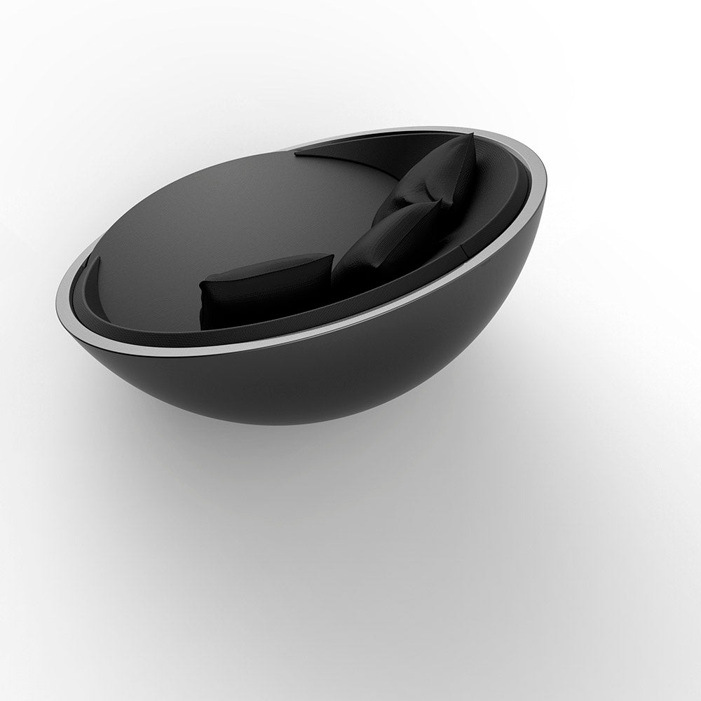 Black ULM daybed by Ramón Esteve for Vondom, circular luxury lounger in eco-luxury design made from Mediterranean recycled plastic – Modern Coastal Living.| Black