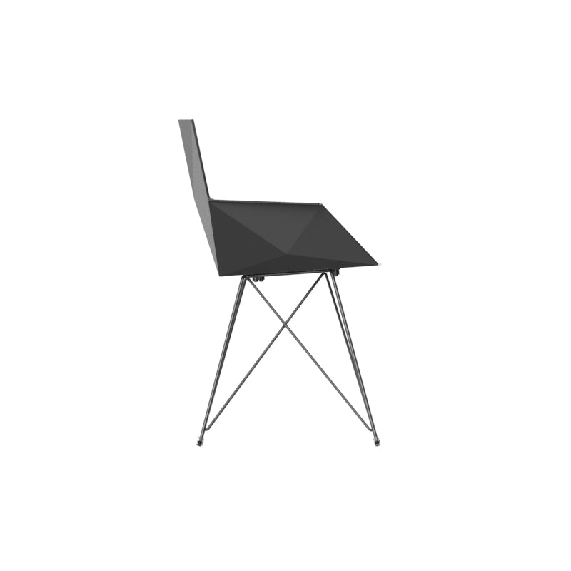 Black Faz chair with armrest and steel base by Ramón Esteve for Vondom, sustainable modern dining chair – Modern Coastal Living.| Black