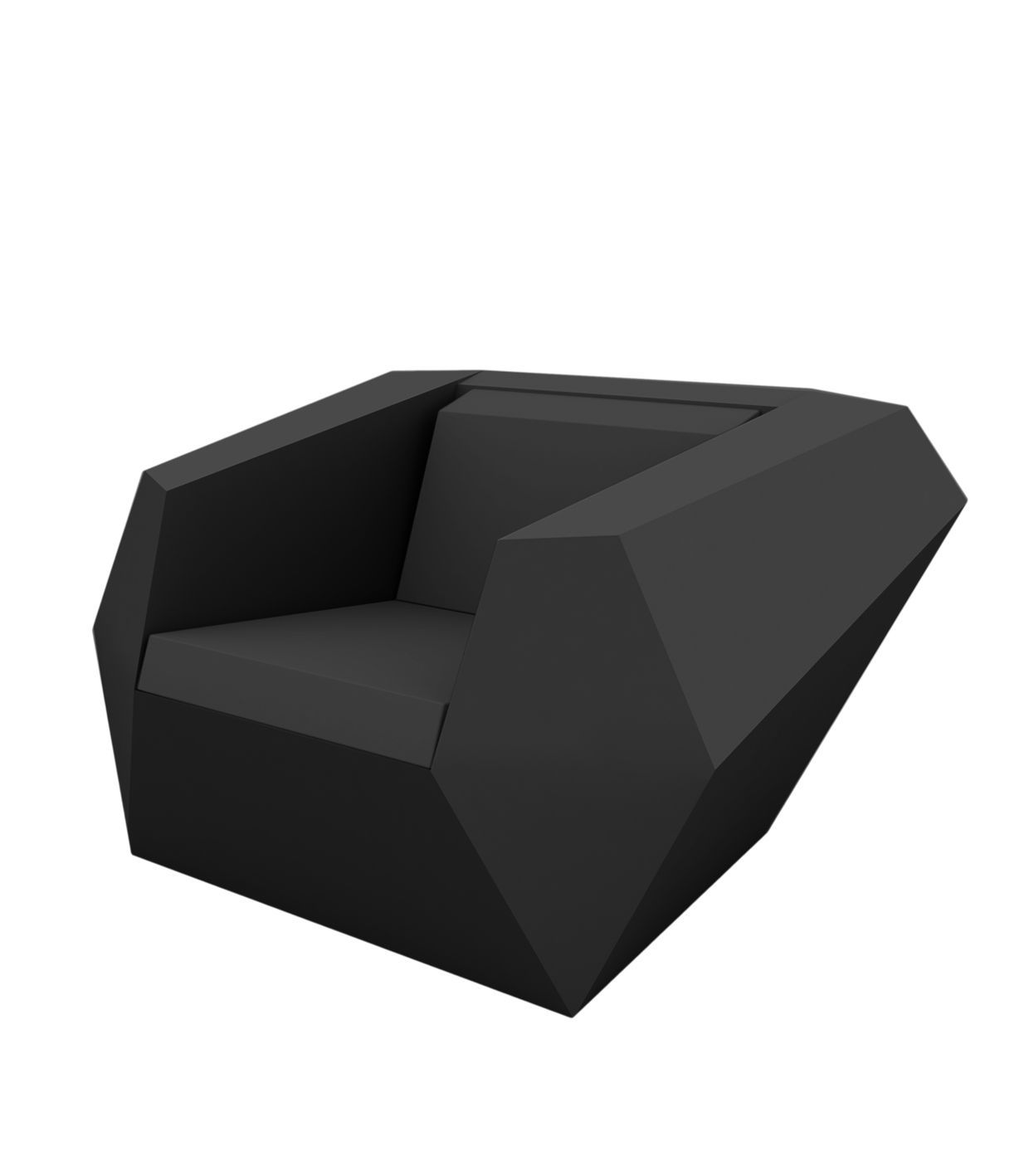 Black Faz lounge chair by Ramón Esteve for Vondom, sustainable geometric outdoor seating – Modern Coastal Living. | Black