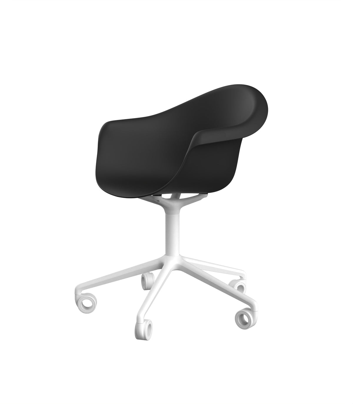 Black Incasso Swivel Armchair with Casters by Vondom eco-luxury seating with mobility at Modern Coastal Living| Black