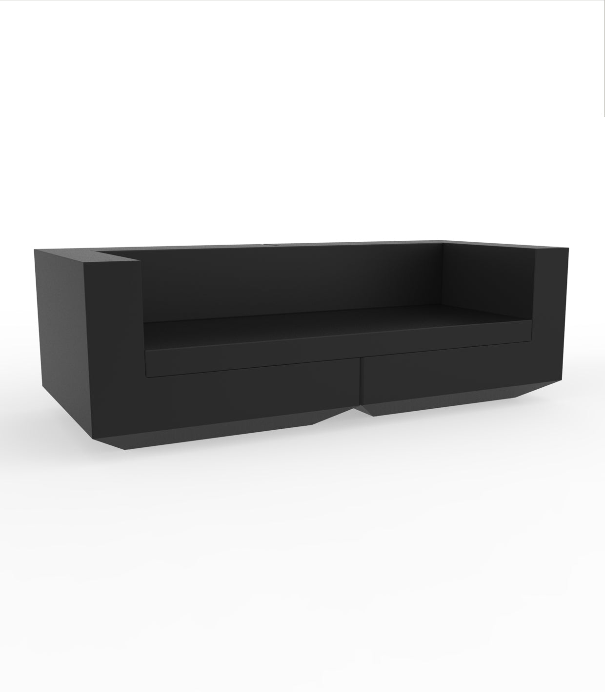 Black Vela sofa by Ramón Esteve for Vondom, modular outdoor sofa made from recycled Mediterranean plastic – Modern Coastal Living.| Black