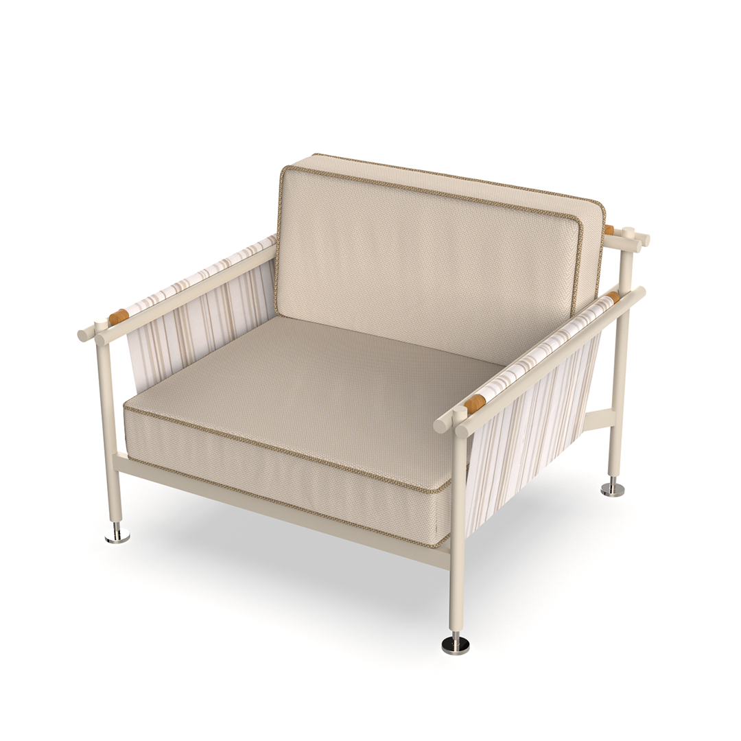 Crema Hamptons lounge chair by Ramón Esteve for Vondom, luxury outdoor seating in reclaimed elegance crafted from Mediterranean recycled plastic – Modern Coastal Living.| Crema