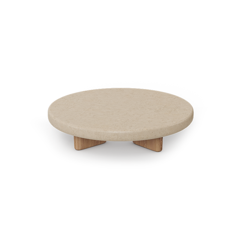 Crema concrete table top colour in a refined eco-luxury finish for Milos Coffee Table 70015 by Jean-Marie Massaud for Vondom sculptural eco-luxury design with concrete table top| Crema