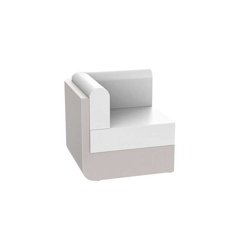 Ecru ULM modular sofa corner section by Ramón Esteve for Vondom, luxury modular corner seating in refined reclaimed design made from Mediterranean recycled plastic – Modern Coastal Living.| Ecru