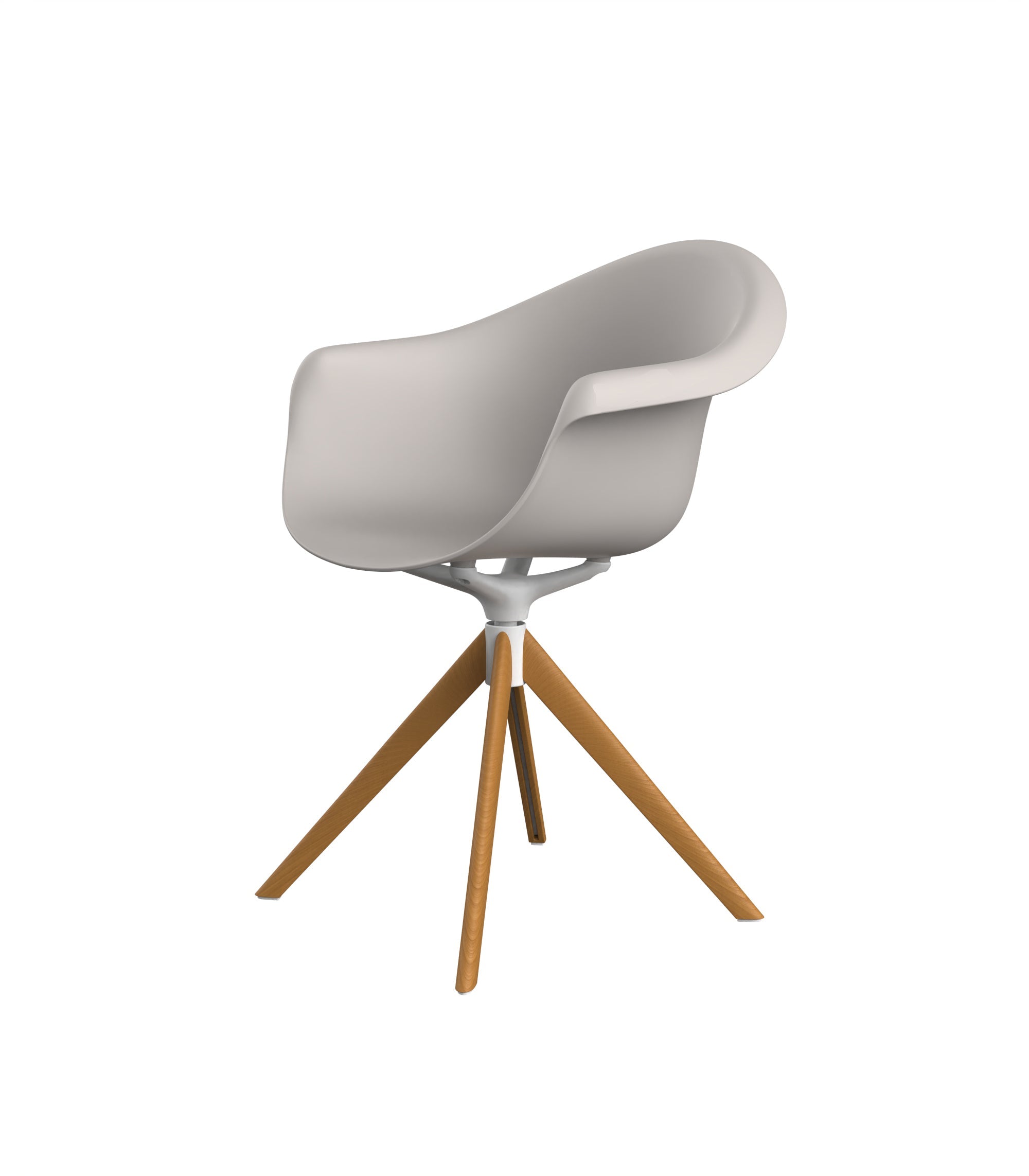 Ecru Incasso Swivel Armchair with Wooden Legs by Vondom eco-luxury Mediterranean seating at Modern Coastal Living| Ecru