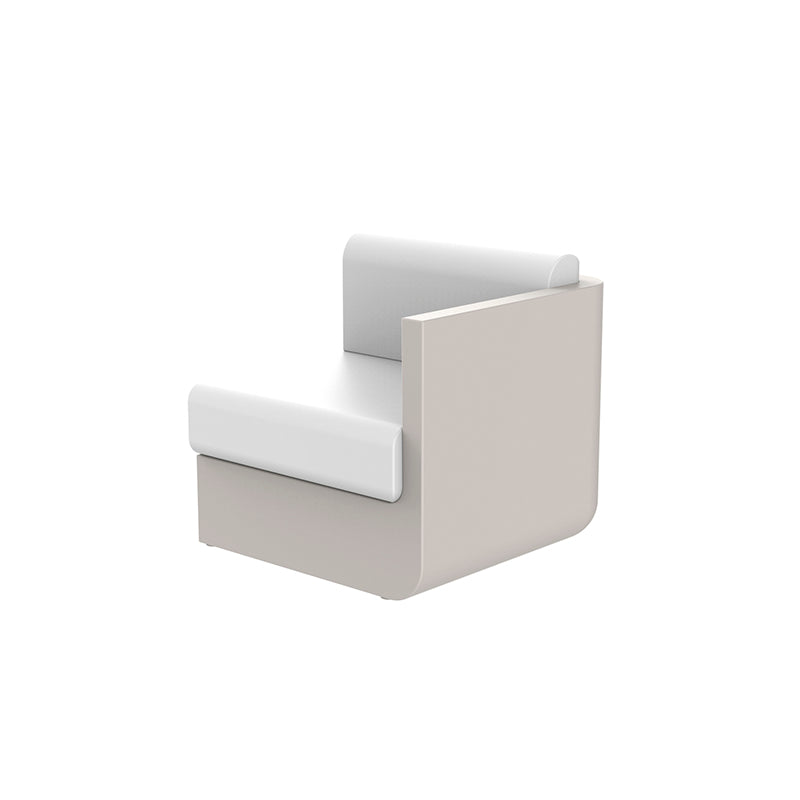 Ecru ULM modular sofa left section by Ramón Esteve for Vondom, luxury outdoor seating in reclaimed elegance crafted from Mediterranean recycled plastic – Modern Coastal Living.| Ecru