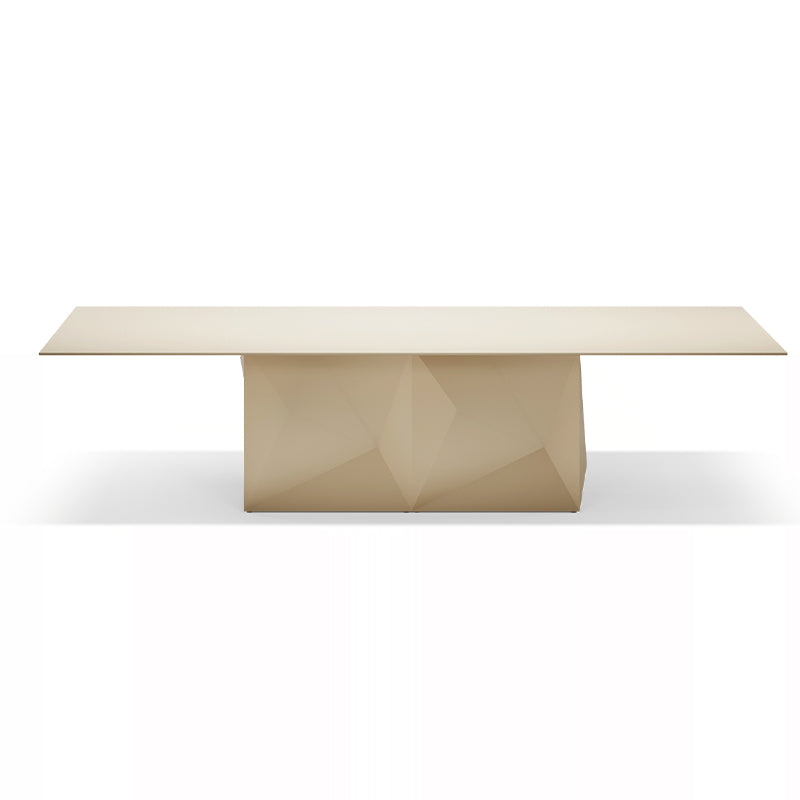 Ecru Faz dining table by Ramón Esteve for Vondom, sustainable geometric dining design – Modern Coastal Living.| Ecru
