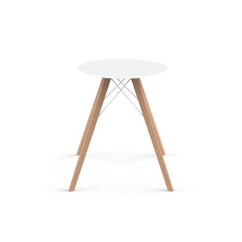 wood 2 ( slightly darker )Faz small wood round dining table by Ramón Esteve for Vondom, sustainable compact table – Modern Coastal Living.| Wood 2