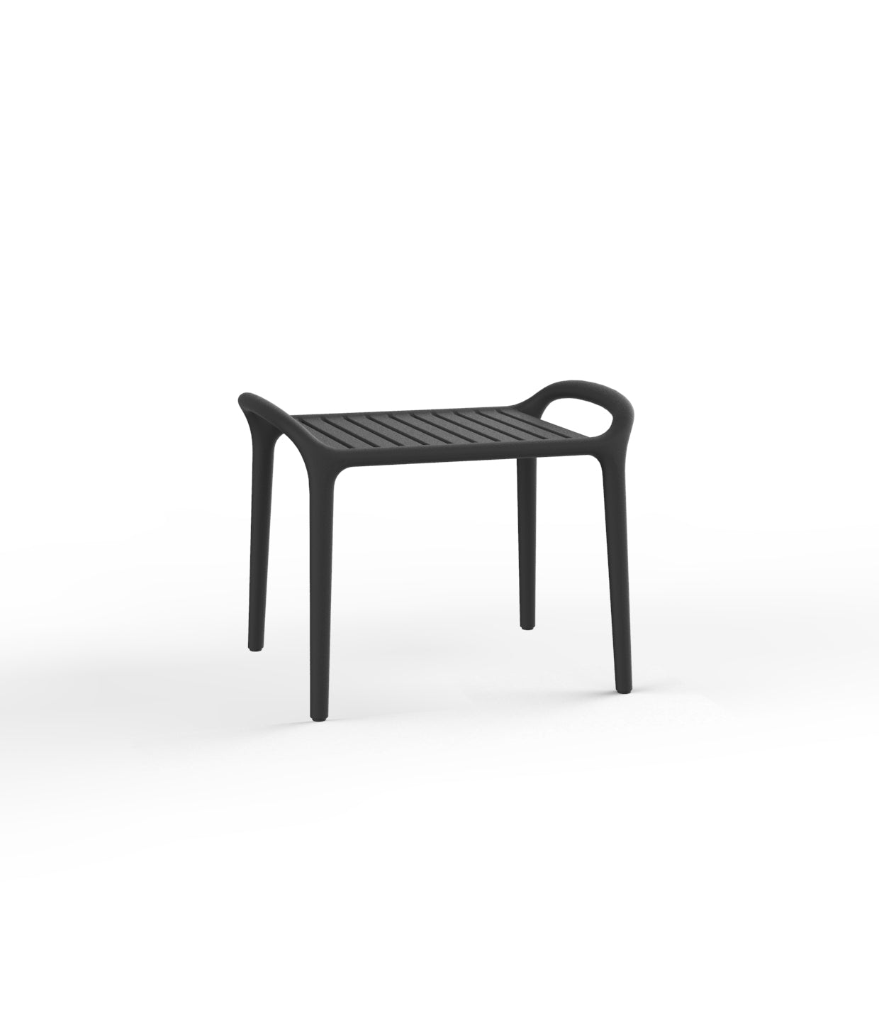 Black Ibiza side table by Eugeni Quitllet for Vondom, luxury outdoor accent table in reclaimed design made from Mediterranean recycled plastic – Modern Coastal Living.| Black