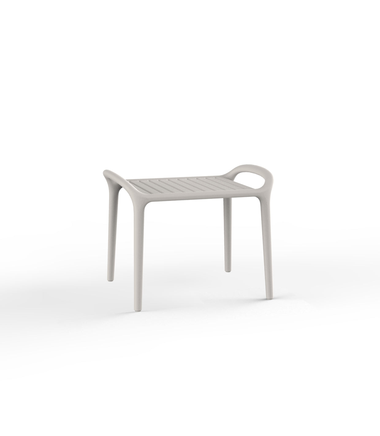 Ecru Ibiza side table by Eugeni Quitllet for Vondom, luxury outdoor accent table in reclaimed design made from Mediterranean recycled plastic – Modern Coastal Living.| Ecru