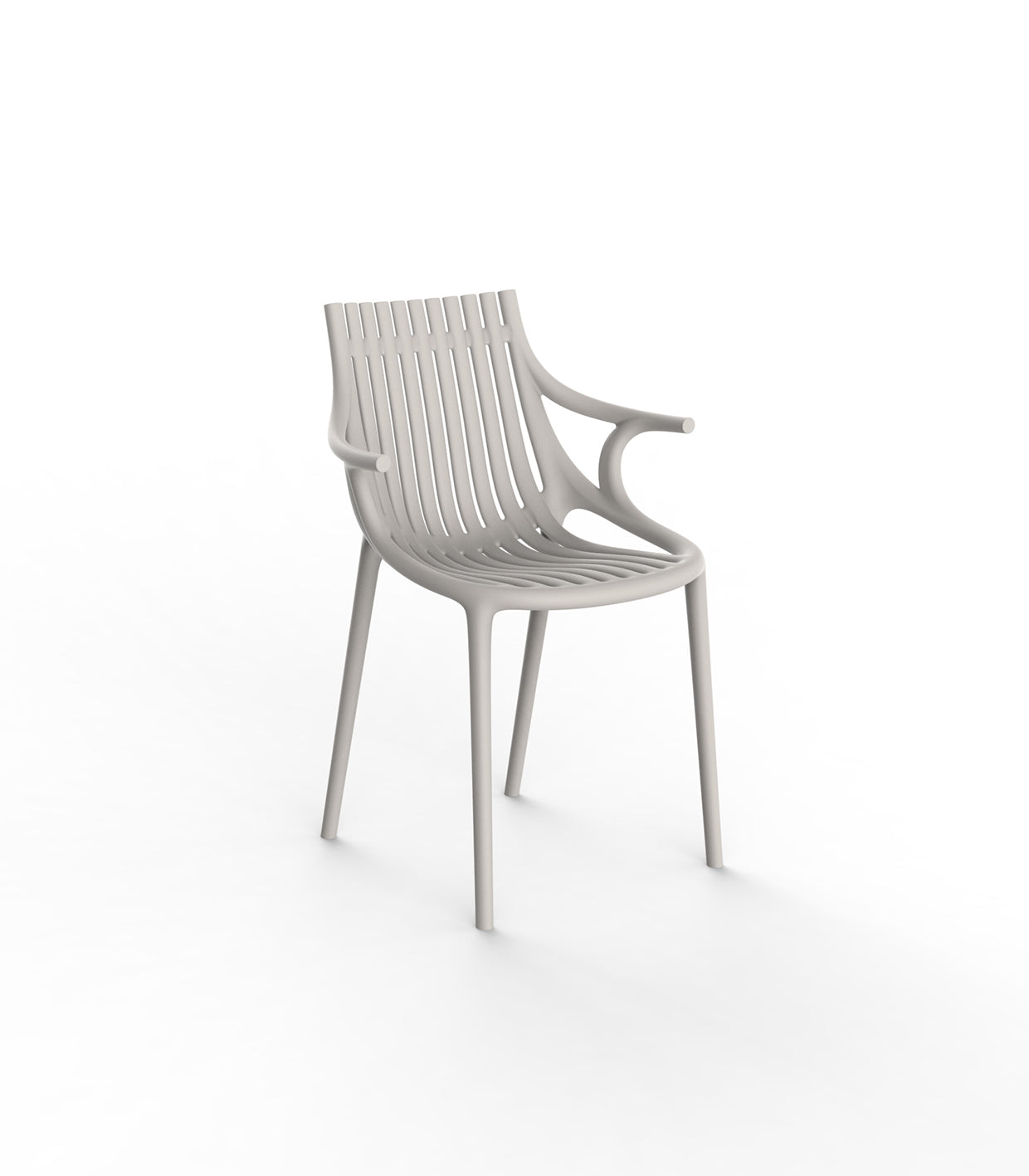 Ecru Ibiza chair with arms by Eugeni Quitllet for Vondom, luxury outdoor armchair in reclaimed elegance crafted from Mediterranean recycled plastic – Modern Coastal Living.| Ecru