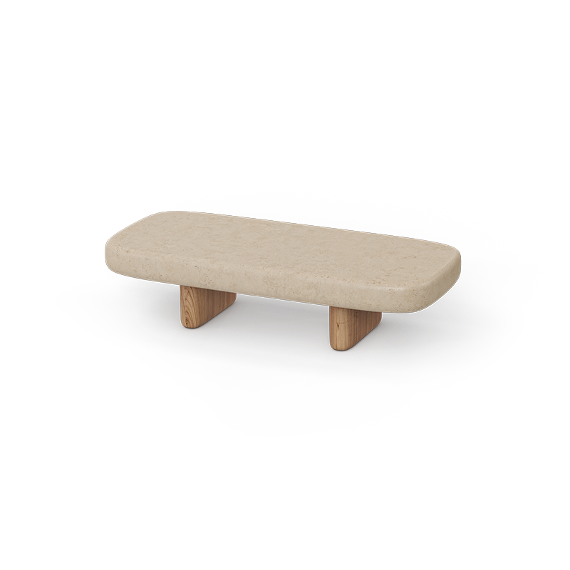 Crema concrete table top colour for a refined eco-luxury Milos Coffee Table 70017 by Jean-Marie Massaud for Vondom eco-conscious sculptural design with a luxury concrete table top| Crema