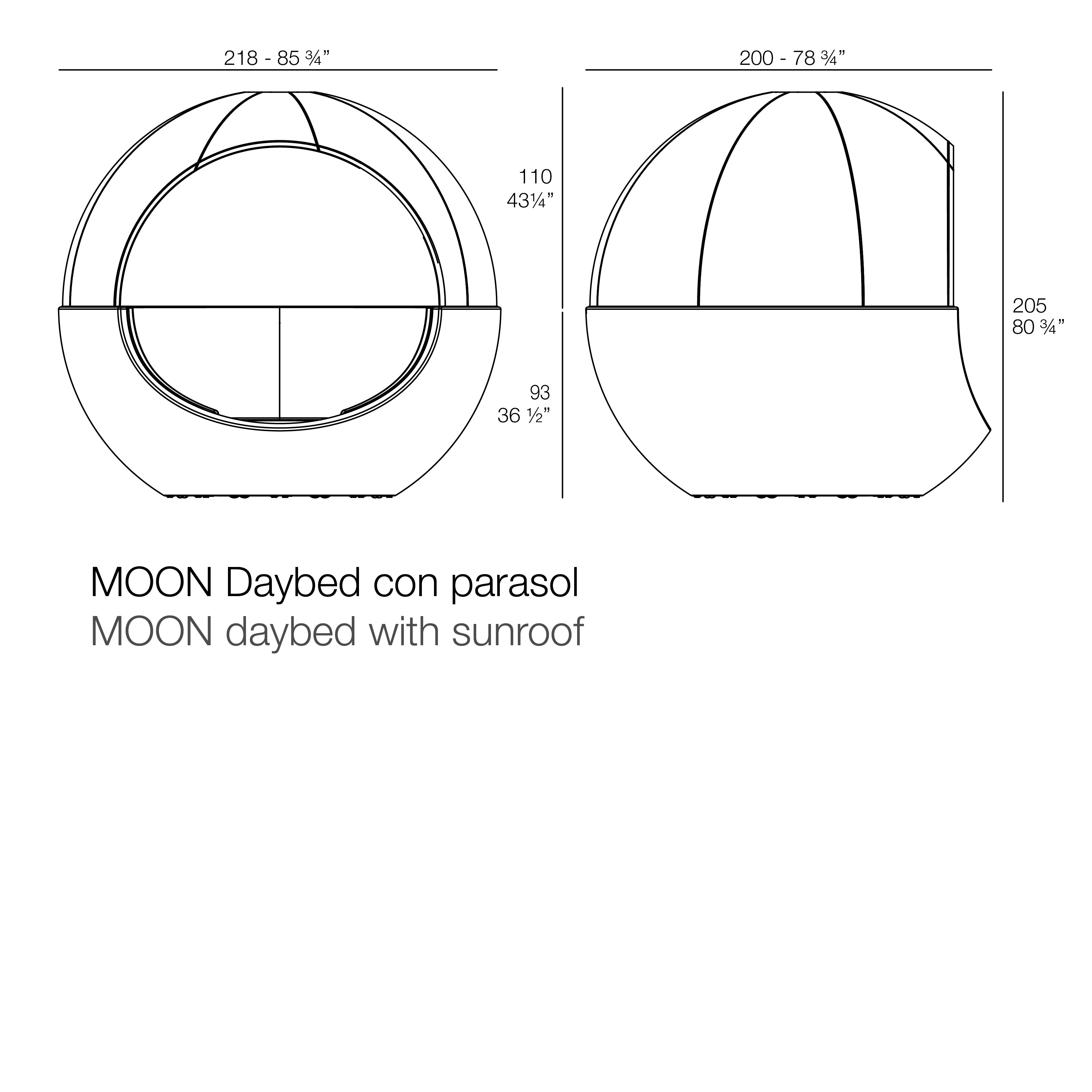 Moon daybed with fabric roof dimensions 218 cm in length and 205 cm in height | Daybed dimensions