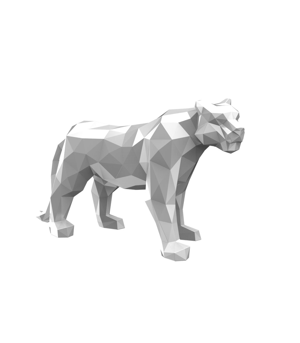 Gloss white Origami Hyou leopard sculpture by Vondom, sleek origami-inspired big cat in sustainable materials – Modern Coastal Living.| Gloss White