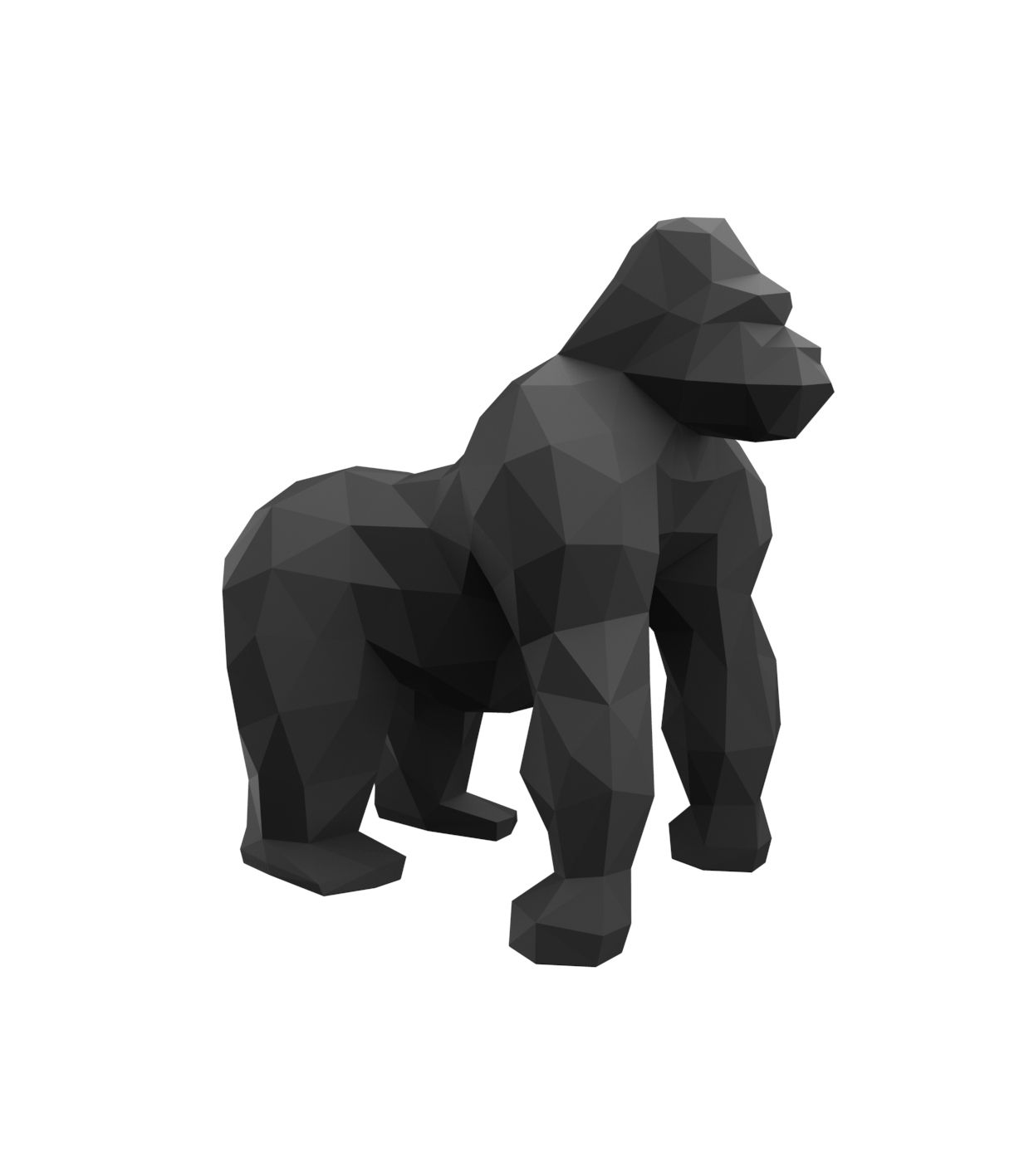 Black Origami Saru gorilla sculpture by Vondom, bold geometric statement piece in sustainable design – Modern Coastal Living.| Black