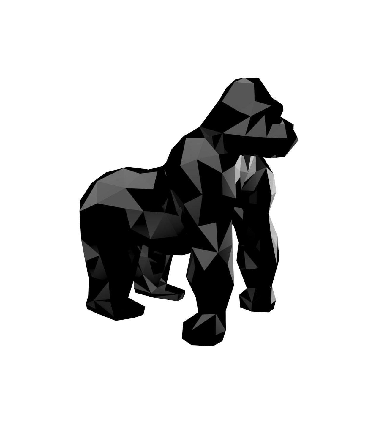 Gloss black Origami Saru gorilla sculpture by Vondom, bold geometric statement piece in sustainable design – Modern Coastal Living.| Gloss Black