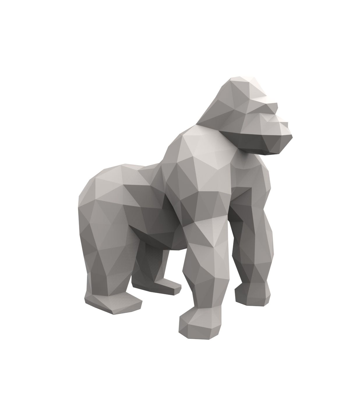 Gloss ecru Origami Saru gorilla sculpture by Vondom, bold geometric statement piece in sustainable design – Modern Coastal Living.| Gloss Ecru