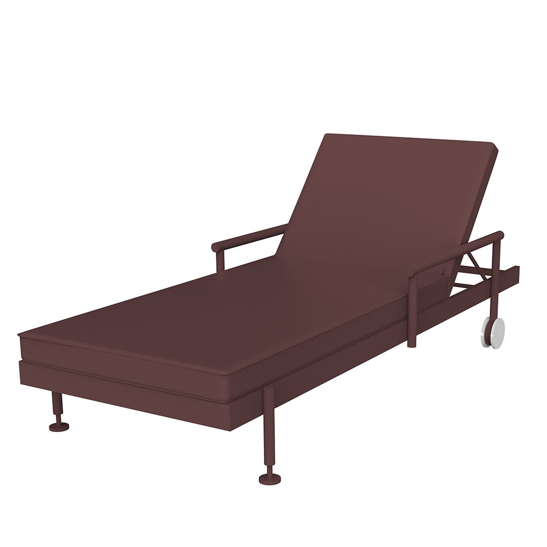 Purjai red Hamptons sun lounger by Ramón Esteve for Vondom, luxury outdoor lounger in reclaimed elegance crafted from Mediterranean recycled plastic – Modern Coastal Living.| Purjai Red