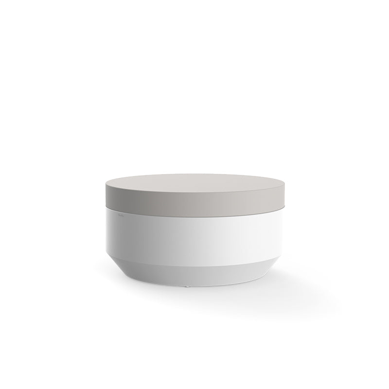 Vela medium round ottoman by Ramón Esteve for Vondom, modular seating made from recycled Mediterranean plastic – Modern Coastal Living.| White