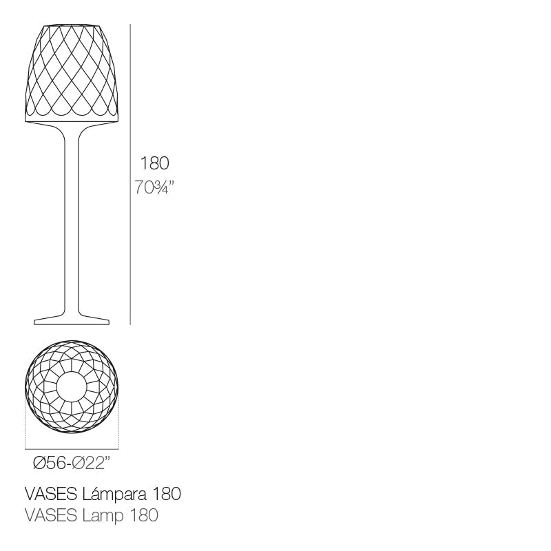 Medium Vases floor lamp by Vondom, dimensions 180 cm height Ø56 cm– .| Medium dimensions