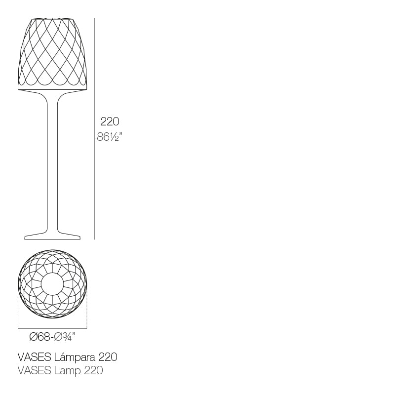 Large Vases floor lamp by Vondom, dimensions 220cm height Ø68cm – .| Large dimensions