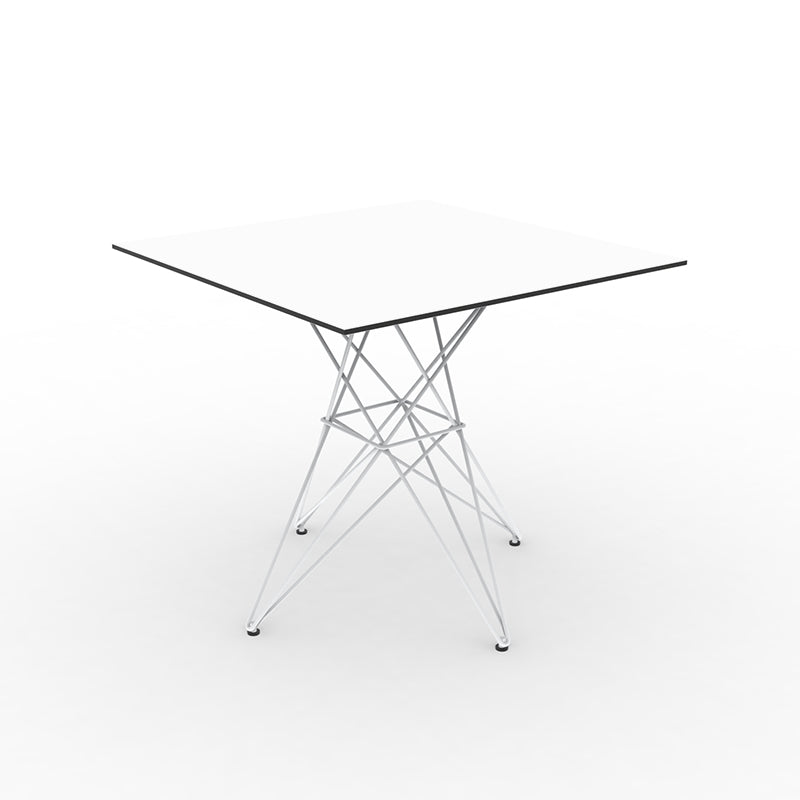 White Faz steel small dining table by Ramón Esteve for Vondom, sustainable compact table – Modern Coastal Living.|White