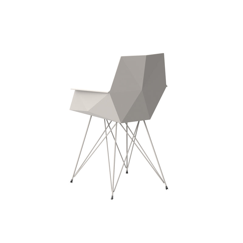 White Faz chair with armrest and steel base by Ramón Esteve for Vondom, sustainable modern dining chair – Modern Coastal Living. |White