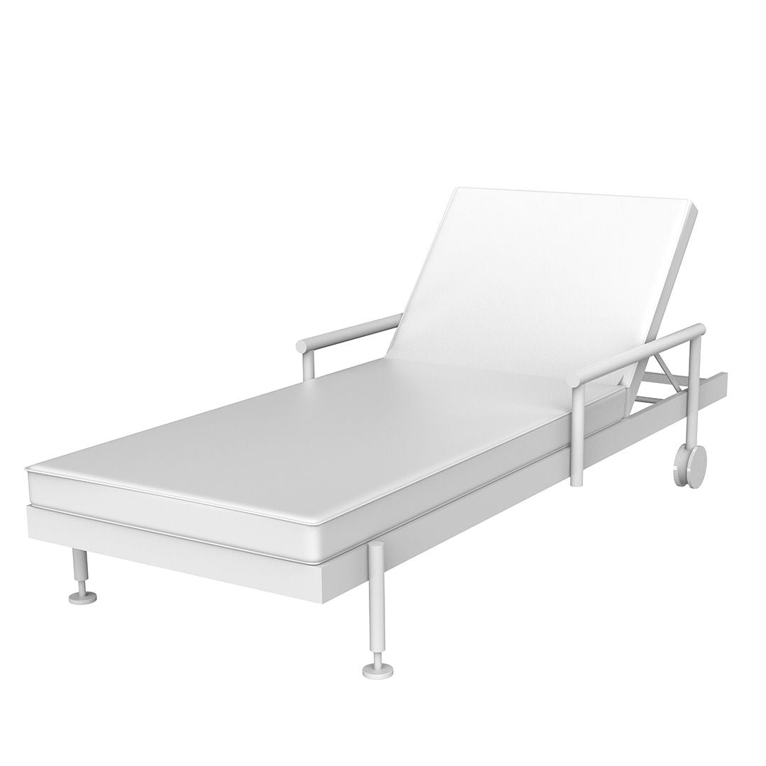 White Hamptons sun lounger by Ramón Esteve for Vondom, luxury outdoor lounger in reclaimed elegance crafted from Mediterranean recycled plastic – Modern Coastal Living.| White