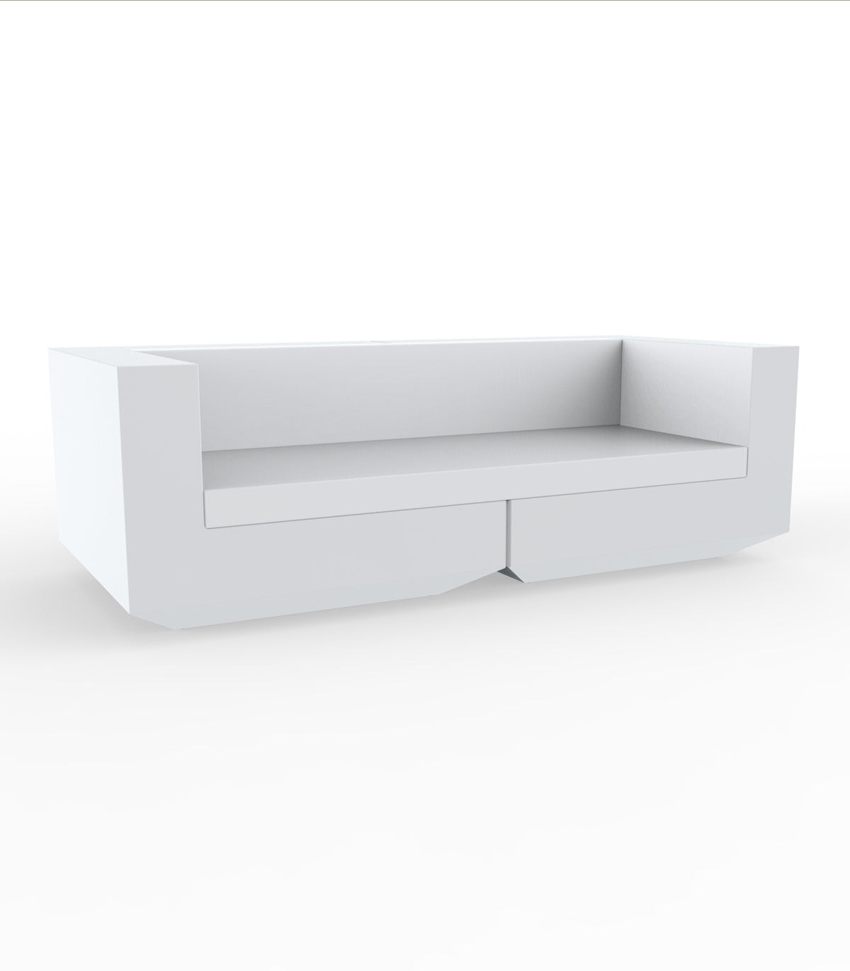 White Vela sofa by Ramón Esteve for Vondom, modular outdoor sofa made from recycled Mediterranean plastic – Modern Coastal Living.| White