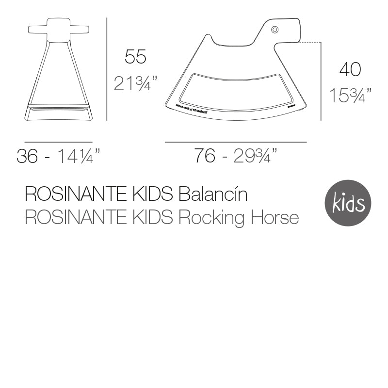 Child Rosinante rocking horse by Vondom dimensions 55cm height and 76cm length | Child dimensions
