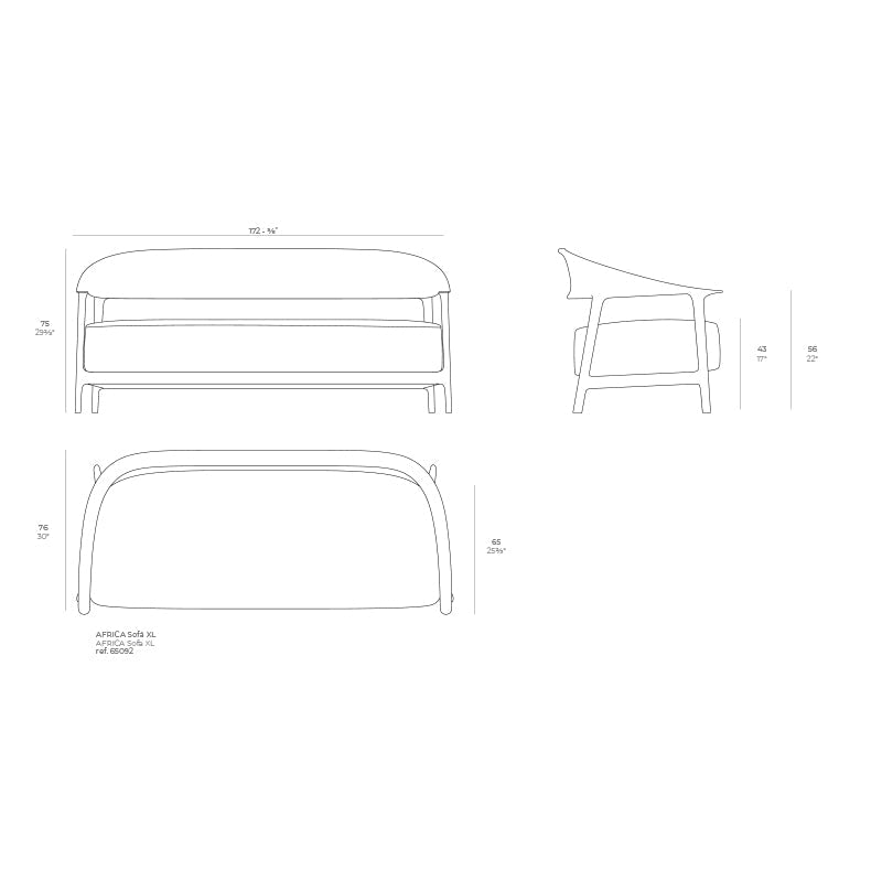 Extra large Africa sofa dimensions measuring 172 cm wide x 76 cm deep x 75 cm high| Sofa dimensions