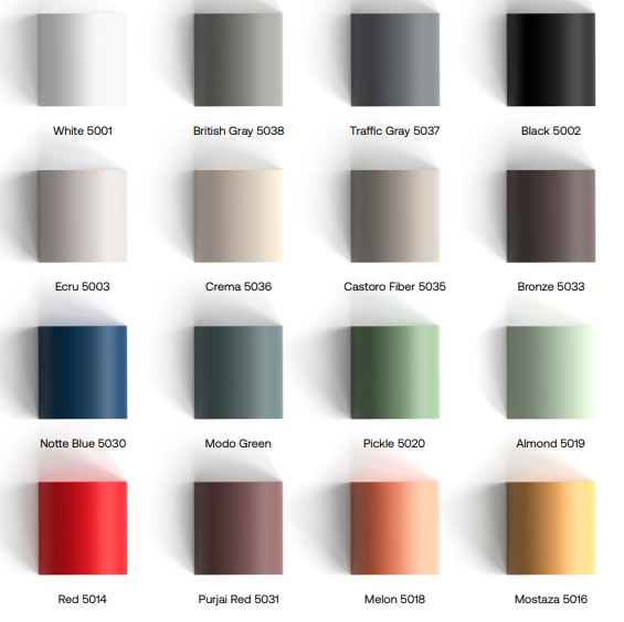 Aluminium finishes swatches by Vondom, reclaimed elegance in durable recycled aluminium for luxury furniture collections – Modern Coastal Living| Aluminium Colours