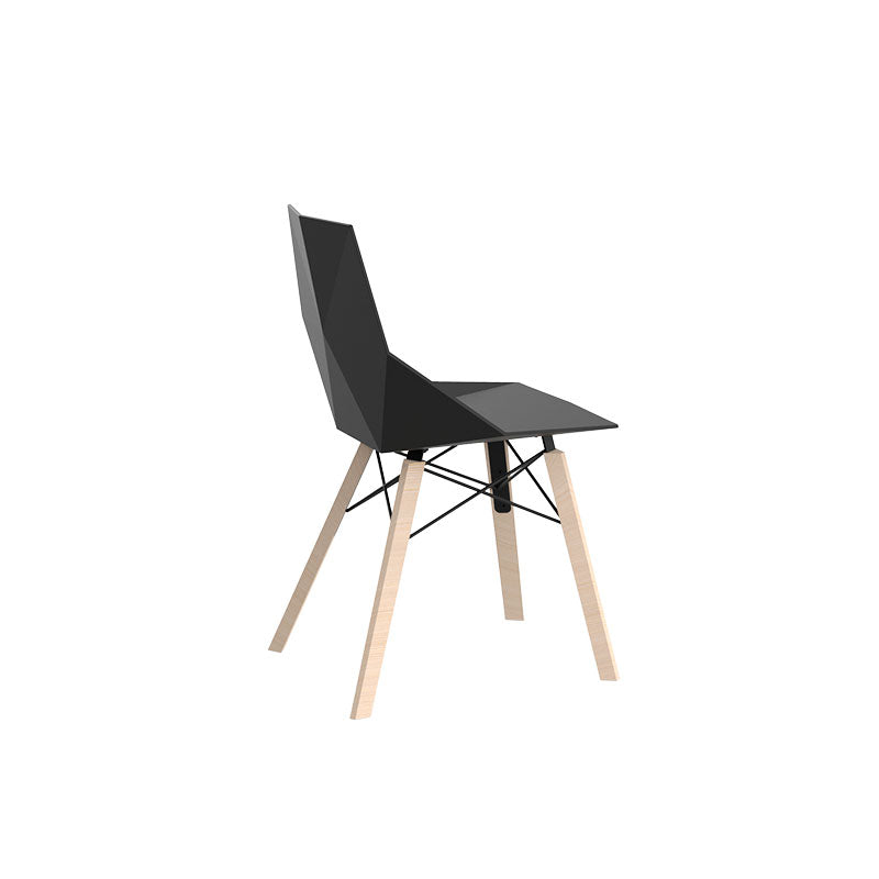 Black Faz chair wooden legs by Ramón Esteve for Vondom, sustainable dining chair with wooden legs – Modern Coastal Living| Black
