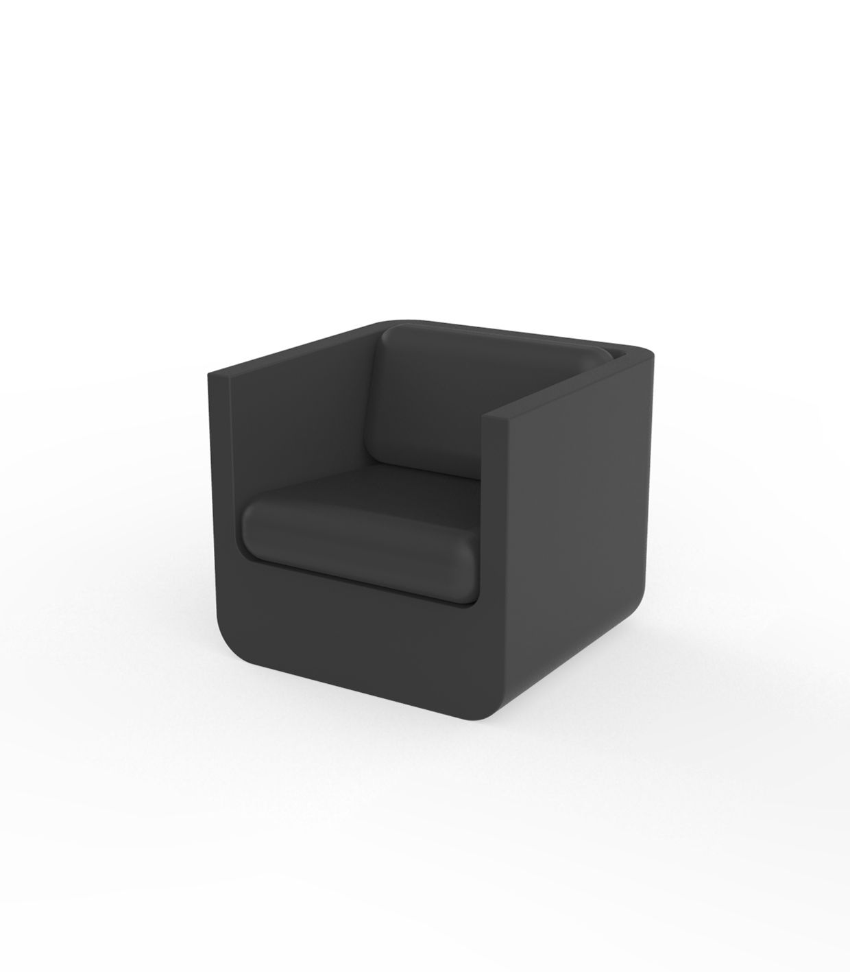 Black ULM lounge chair by Ramón Esteve for Vondom, luxury seating in reclaimed design made from Mediterranean recycled plastic – Modern Coastal Living.| Black