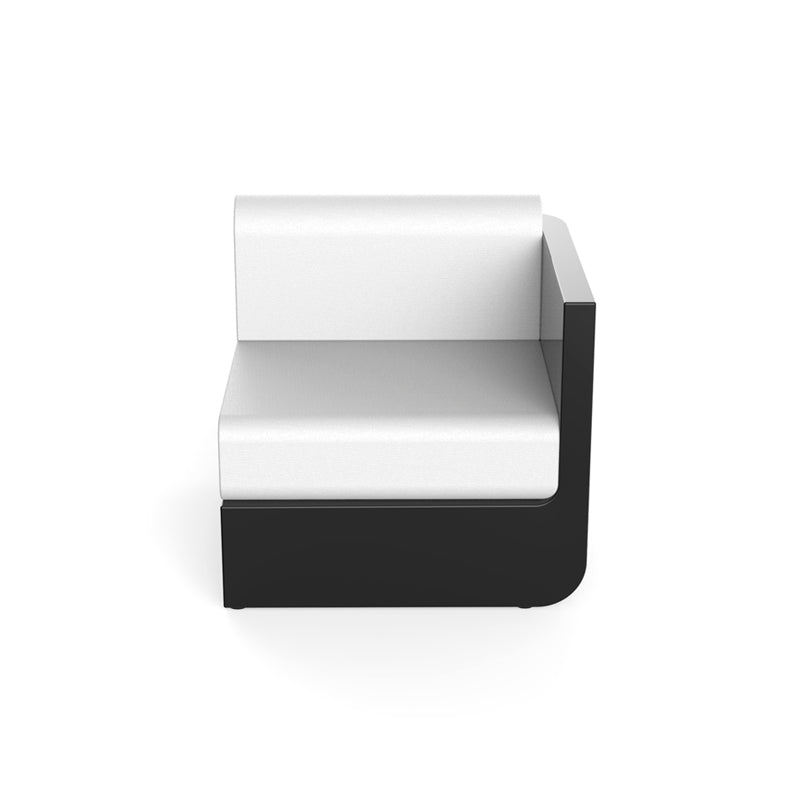 Black ULM modular sofa left section by Ramón Esteve for Vondom, luxury outdoor seating in reclaimed elegance crafted from Mediterranean recycled plastic – Modern Coastal Living. | Black