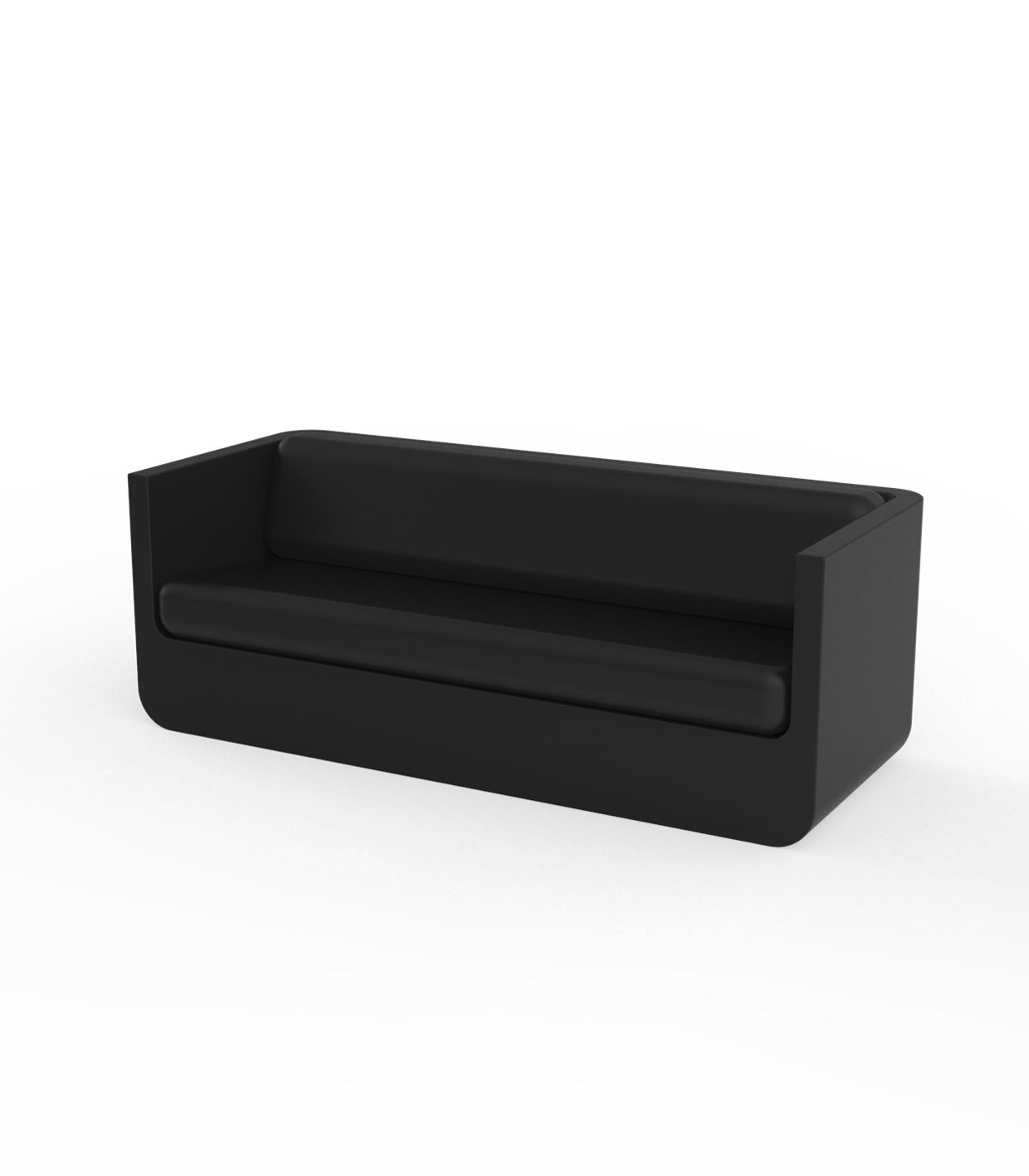 Black ULM sofa by Ramón Esteve for Vondom, luxury outdoor sofa in reclaimed design made from Mediterranean recycled plastic – Modern Coastal Living.| Black