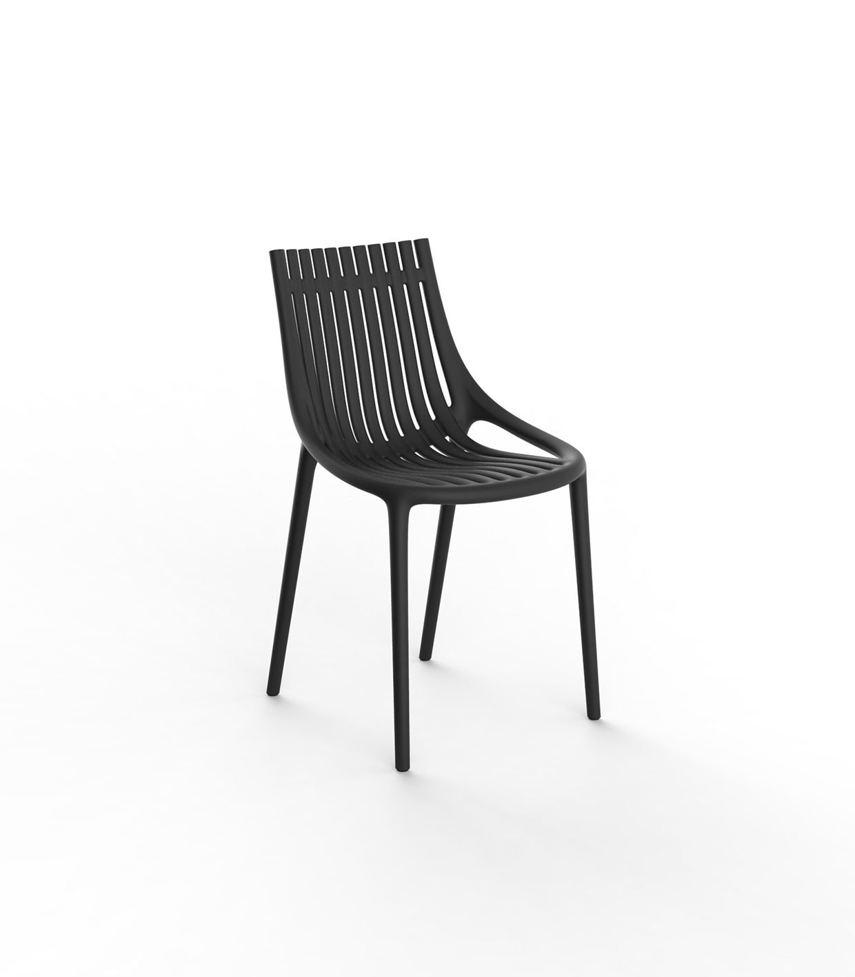 Black Ibiza chair by Eugeni Quitllet for Vondom, eco-luxury dining chair in Mediterranean recycled plastic – Modern Coastal Living.| Black