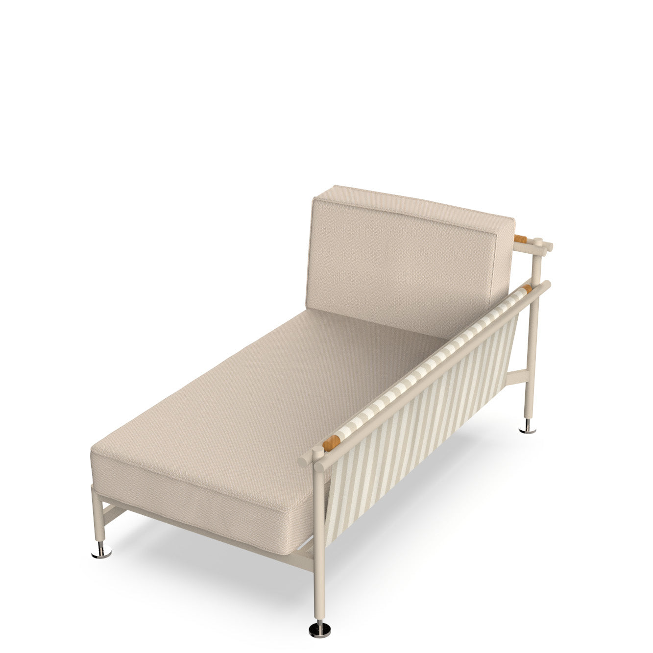 Crema Hamptons chaise lounge left section by Ramón Esteve for Vondom, luxury outdoor seating in reclaimed elegance with recycled aluminium and fabrics – Modern Coastal Living. | Crema