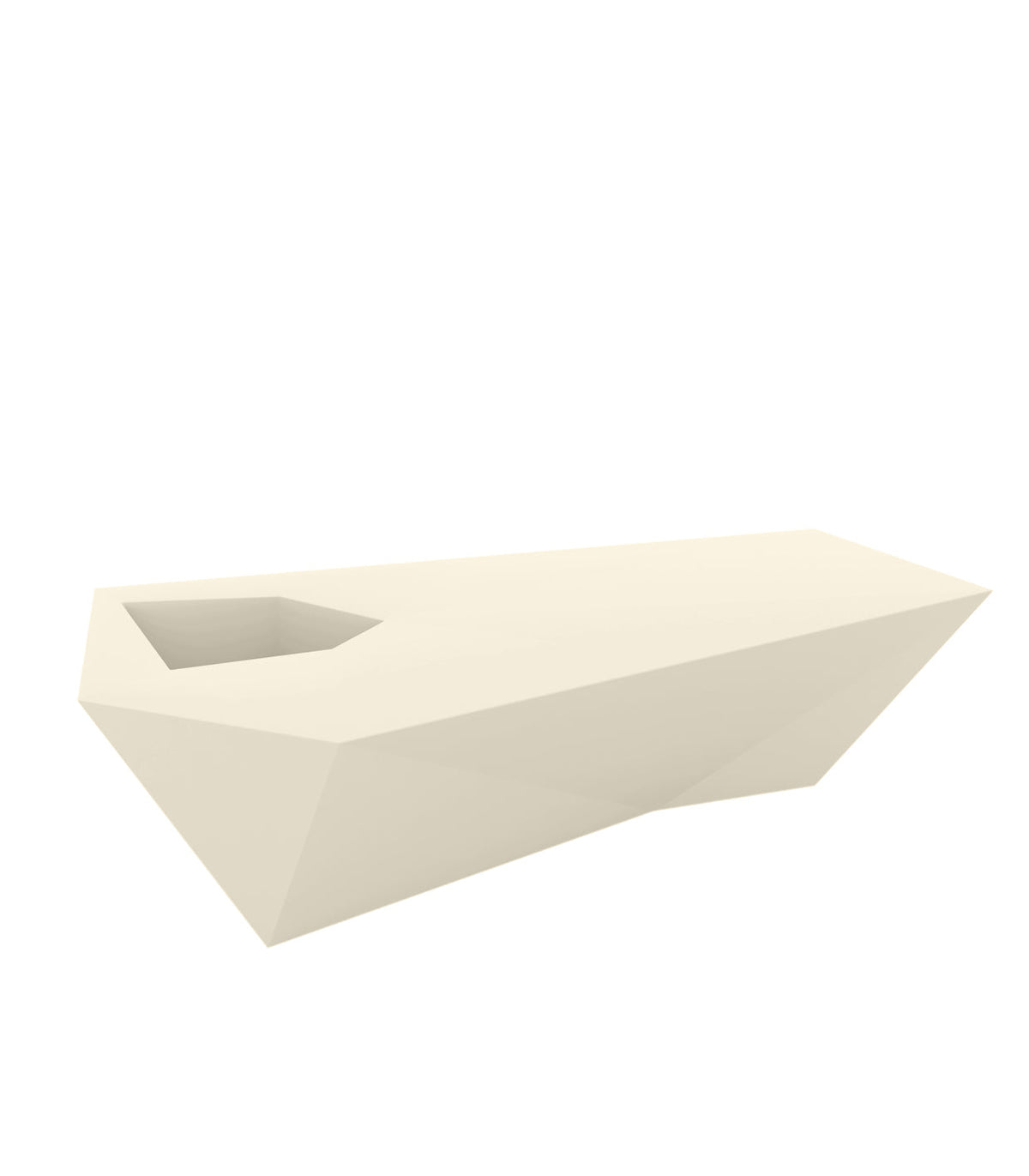 Ecru Faz bench by Ramón Esteve for Vondom, sustainable modern outdoor seating – Modern Coastal Living.| Ecru