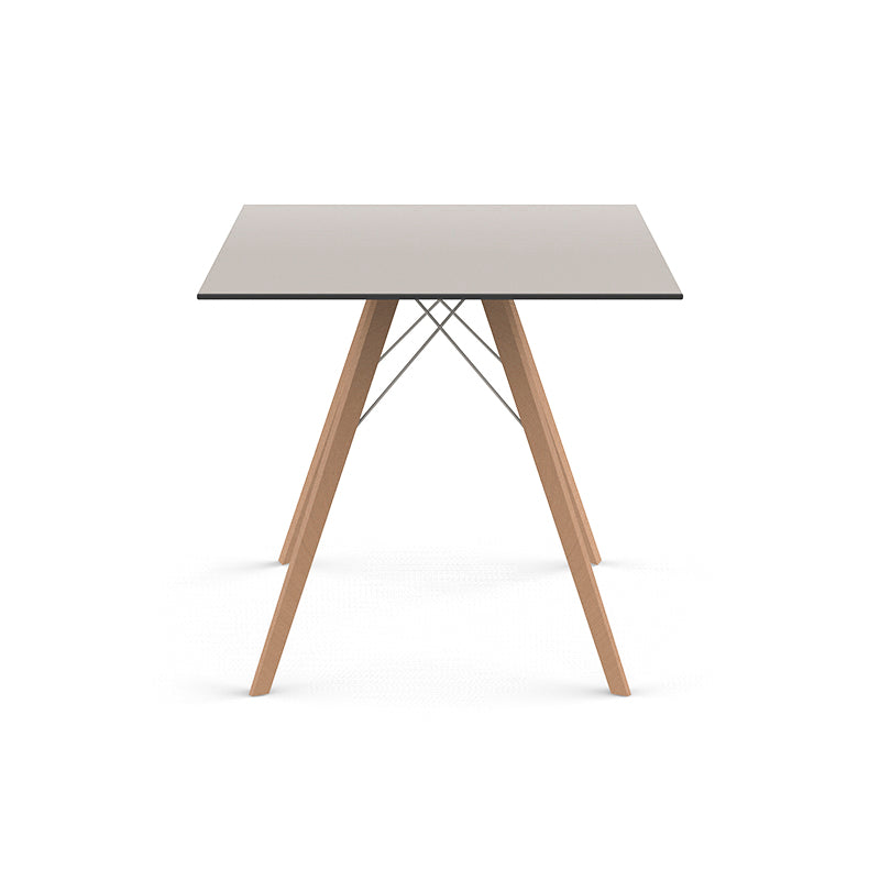 wood 2 ( slightly darker) Faz large wood legs dining table by Ramón Esteve for Vondom, sustainable compact dining design – Modern Coastal Living.| Wood 2