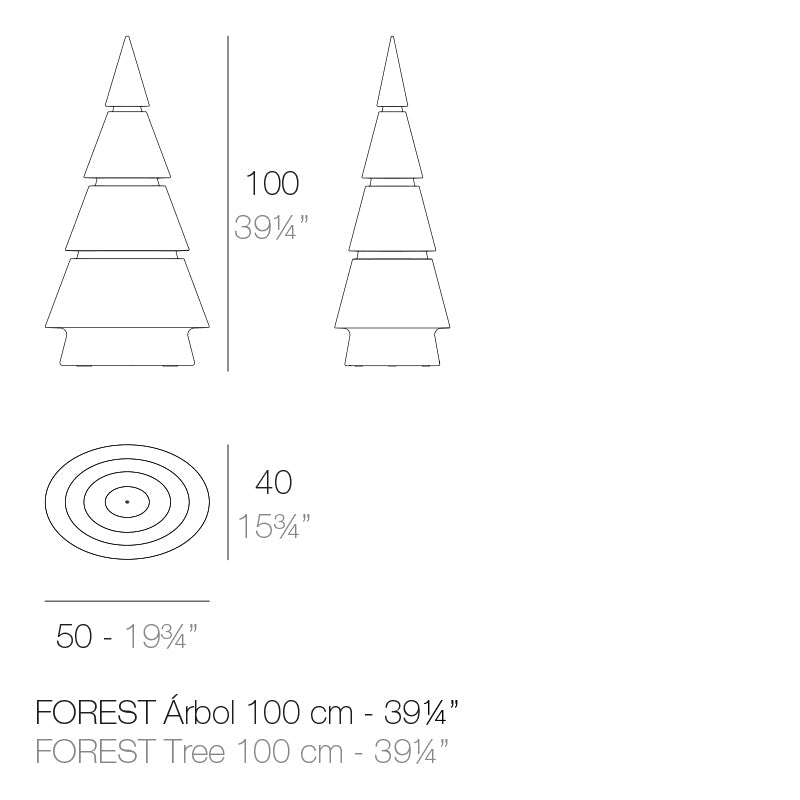 Small Forest lamp by Vondom,dimensions 100cm height 50cm width and 40 cm deep .| Small tree dimensions