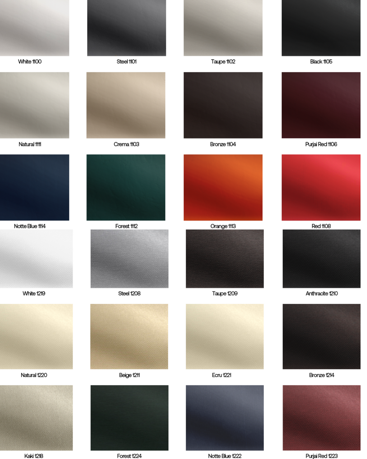 Luxury fabric swatch group 1A in eco-conscious colours made from recycled textiles for Modern Coastal Living furniture| 1A