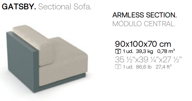Gatsby armless Sofa_dimensions 90 cm in width 100 cm in length 70 cm in height | Sofa dimensions
