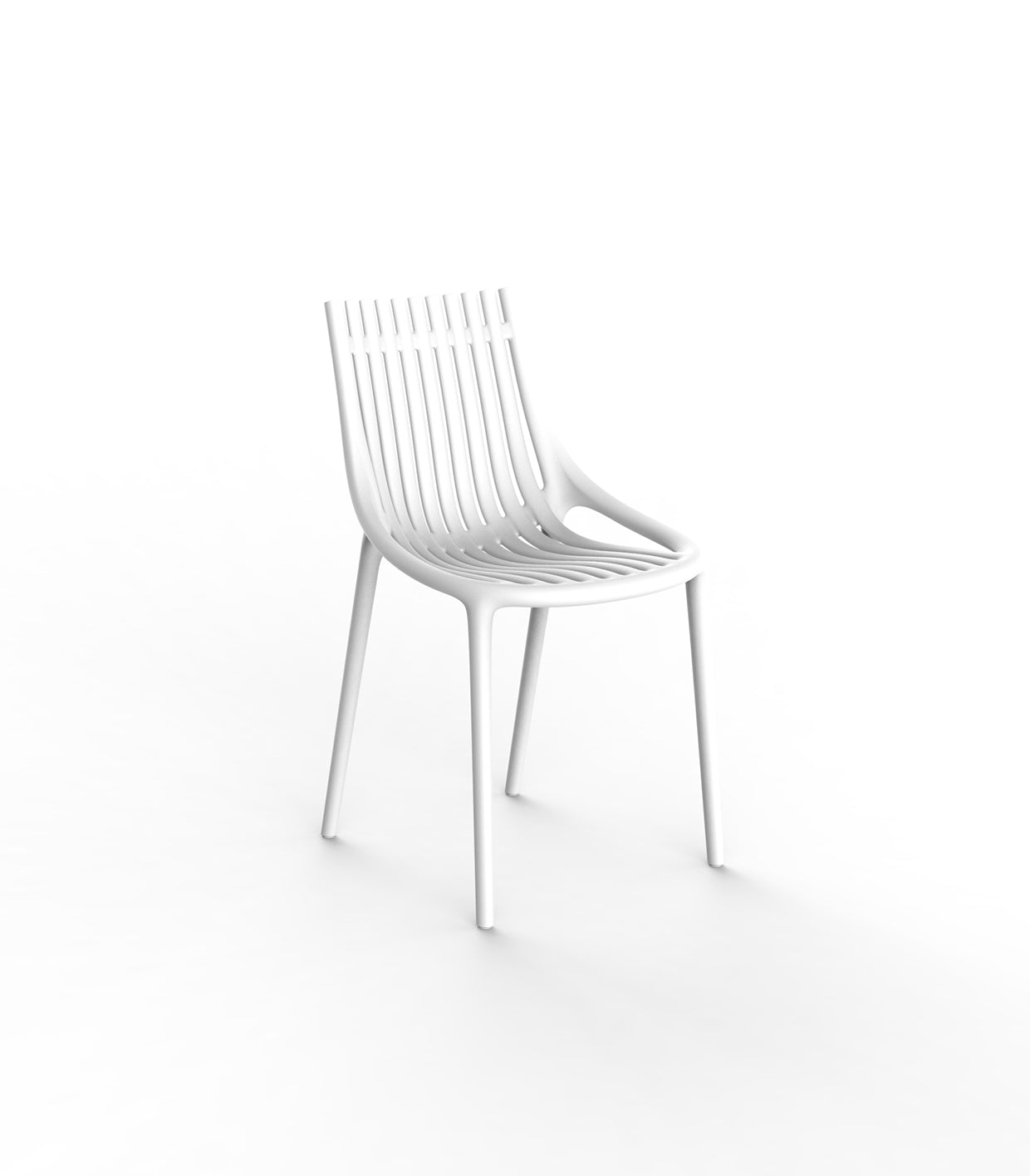 White Ibiza chair by Eugeni Quitllet for Vondom, eco-luxury dining chair in Mediterranean recycled plastic – Modern Coastal Living.| White