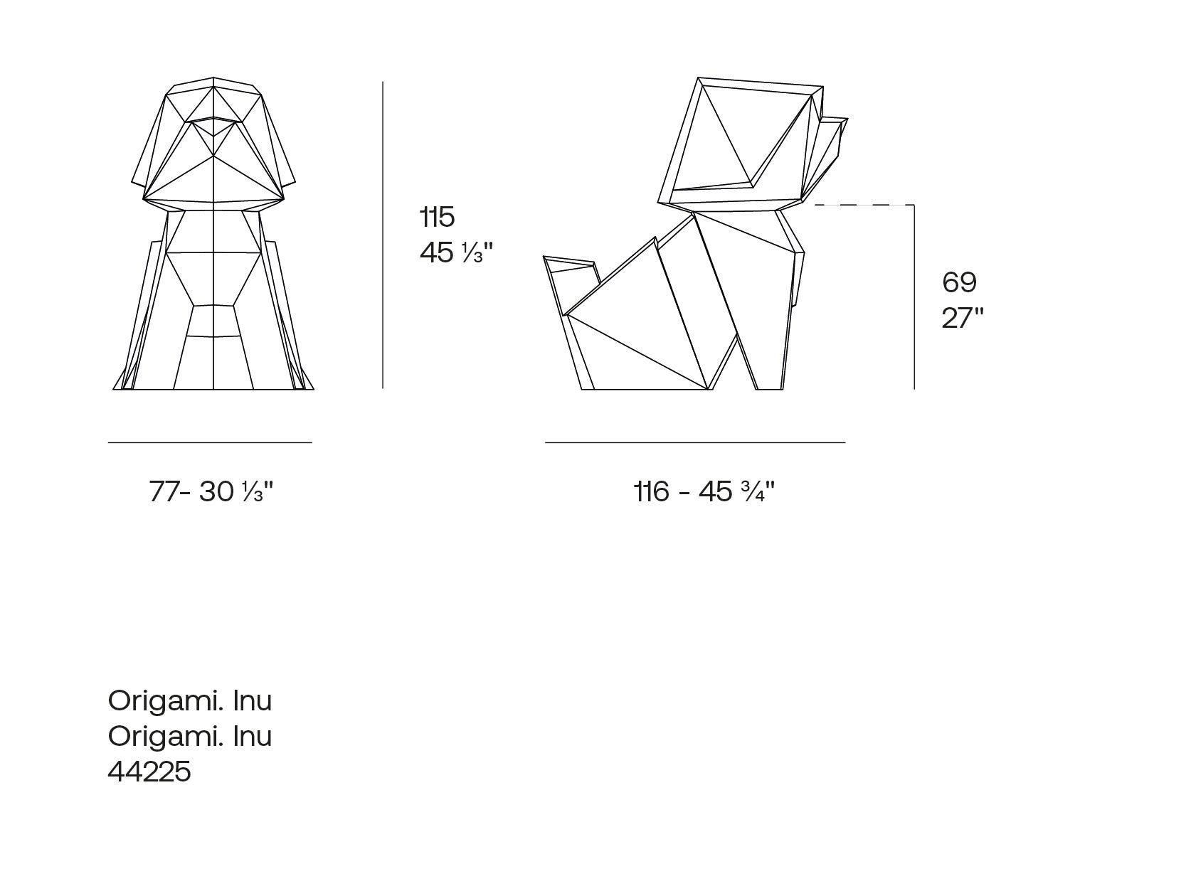 Origami Inu dog sculpture by Vondom,  dimensions 115cm height 77cm width – .| Inu dimensions