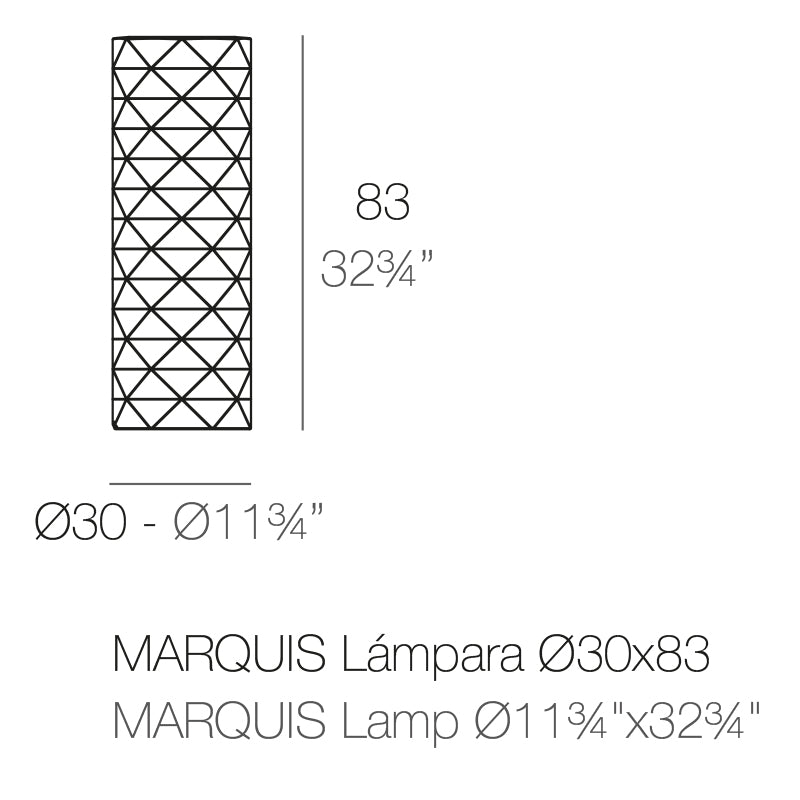 Tall Marquis lamp by Vondom,  dimensions 83cm tall Ø30cm – | Tall dimensions
