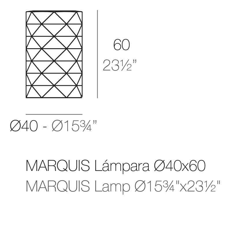 Medium Marquis lamp by Vondom,  dimensions 60height Ø40cm .| Medium dimensions
