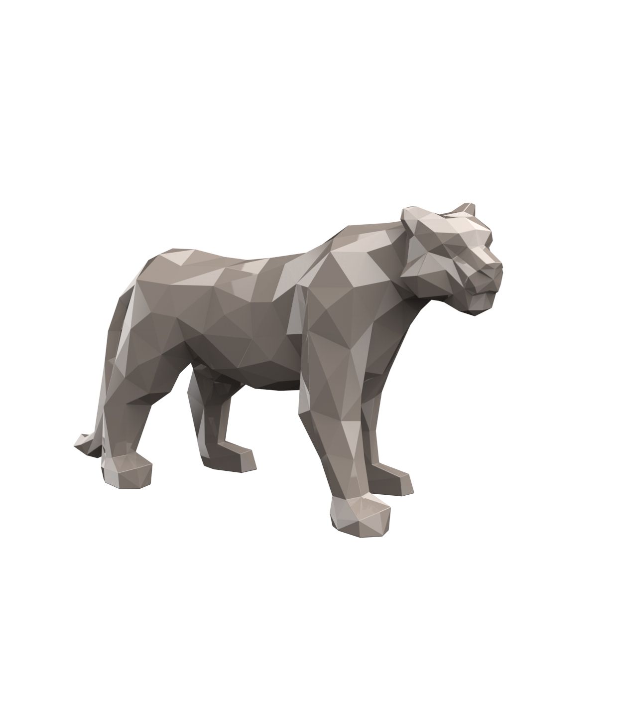 Gloss tortora Origami Hyou leopard sculpture by Vondom, sleek origami-inspired big cat in sustainable materials – Modern Coastal Living.| Gloss Tortora
